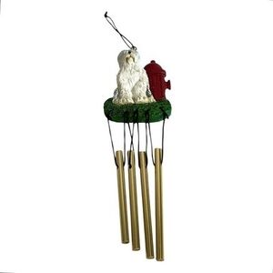 7.5" Old English Sheepdog & Fire Hydrant Wind Chime Ornament Mini Collectible